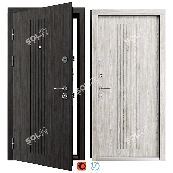 Metal Entry Door Line Fort 3D model image 1