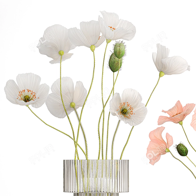 Modern Glass Vase Bouquet 3D model image 2