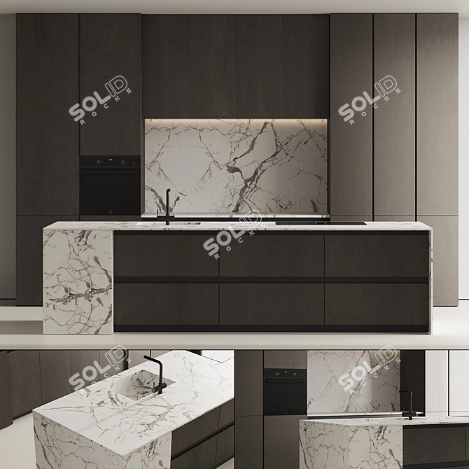 Modern Kitchen Island Render Model 3D model image 1