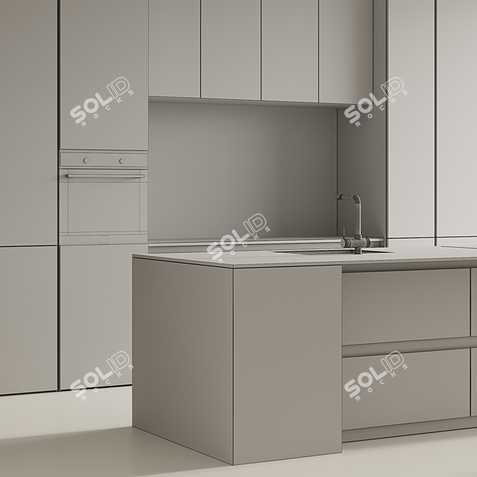 Modern Kitchen Island Render Model 3D model image 5