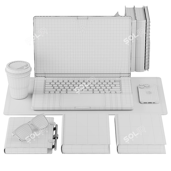 Apple-themed Desktop Decor Set 3D model image 7