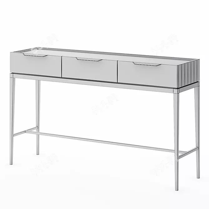 Modern Console with 3 Drawers 3D model image 2