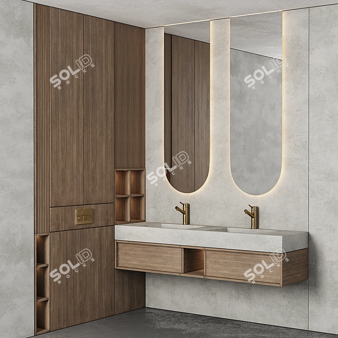 Modern Bathroom Furniture Set in 3D 3D model image 3