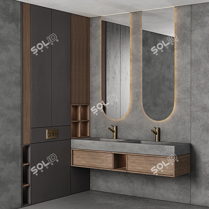 Modern Bathroom Furniture Set in 3D 3D model image 4