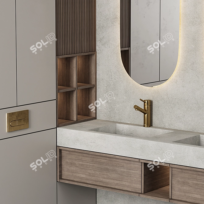 Modern Bathroom Furniture Set in 3D 3D model image 5