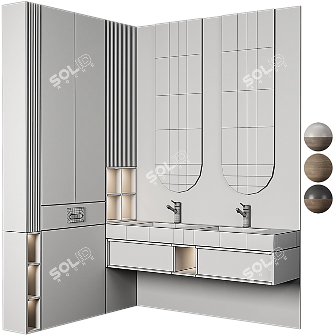 Modern Bathroom Furniture Set in 3D 3D model image 7