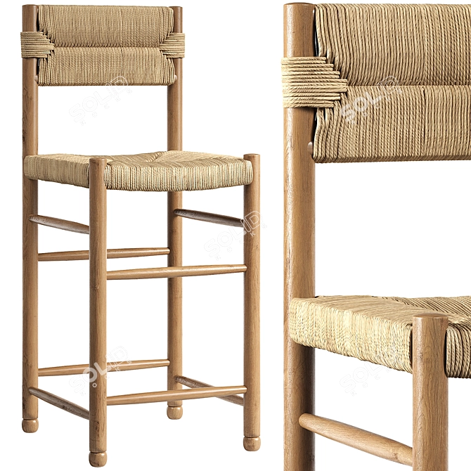 Charlotte Counter Stool Rattan Optimize 3D model image 1