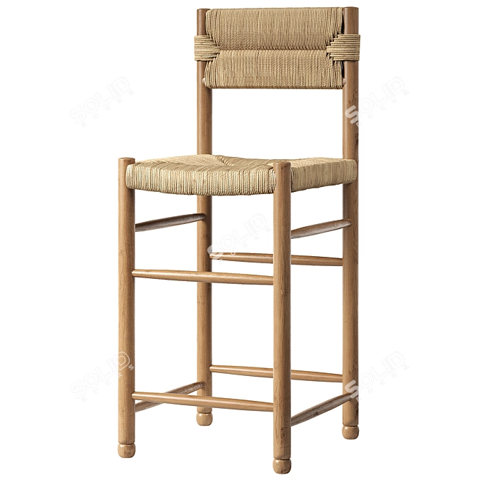 Charlotte Counter Stool Rattan Optimize 3D model image 2