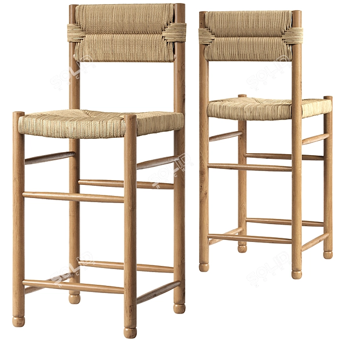 Charlotte Counter Stool Rattan Optimize 3D model image 3