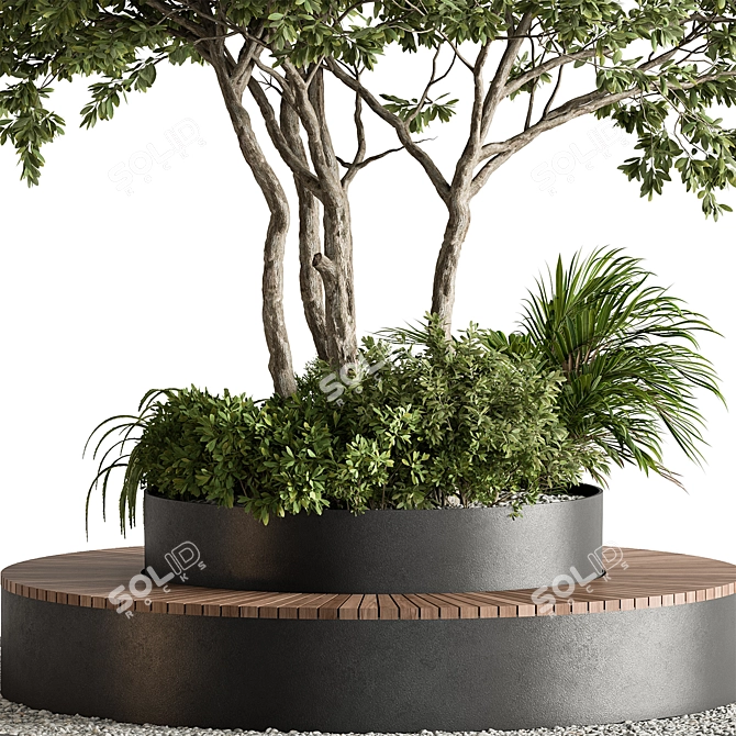 Cityscape Oasis Bench Plant Display 3D model image 3