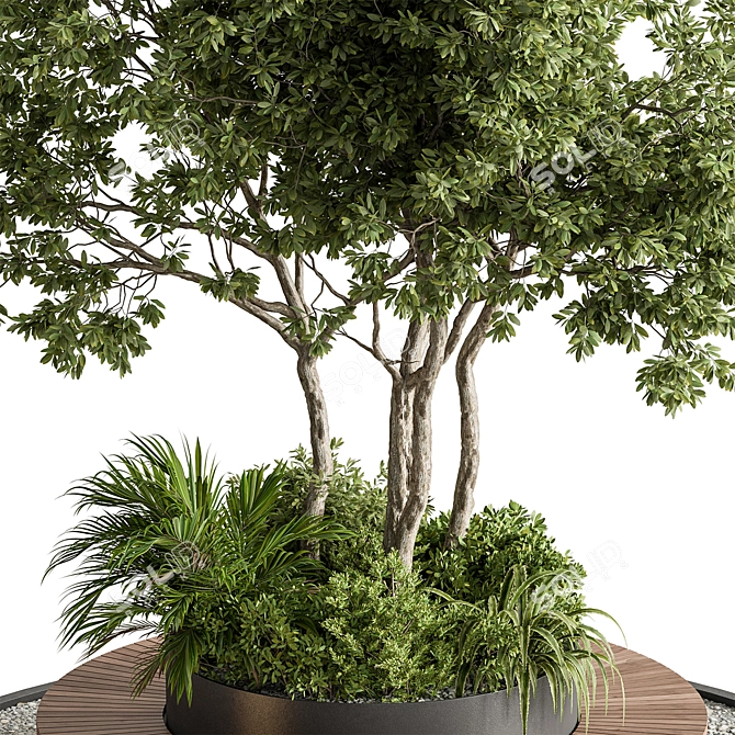 Cityscape Oasis Bench Plant Display 3D model image 4