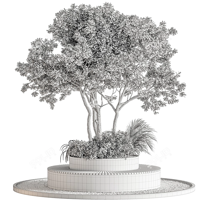 Cityscape Oasis Bench Plant Display 3D model image 5