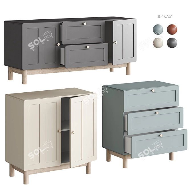 Viklu Furniture Set in Cream 3D model image 2