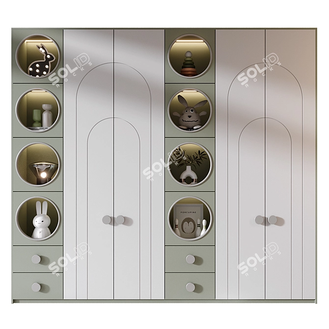 Custom Wardrobe Composition with Decor 3D model image 1