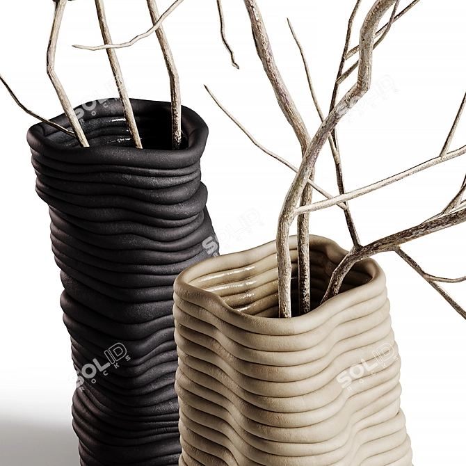 Gloria Wobbly Vases with Branches 3D model image 2