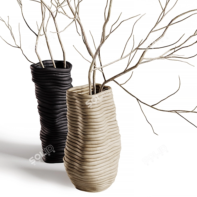 Gloria Wobbly Vases with Branches 3D model image 3