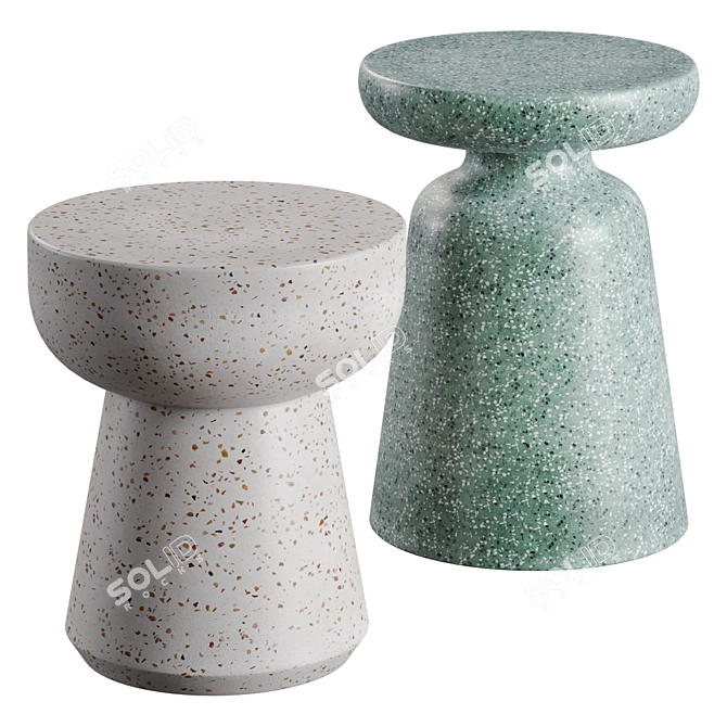 Terrazzo Side Tables Set, Mesquida & Pada 3D model image 1