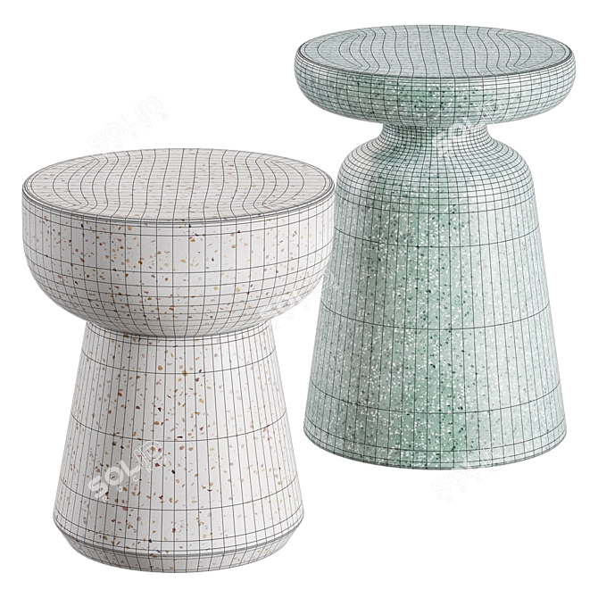 Terrazzo Side Tables Set, Mesquida & Pada 3D model image 7