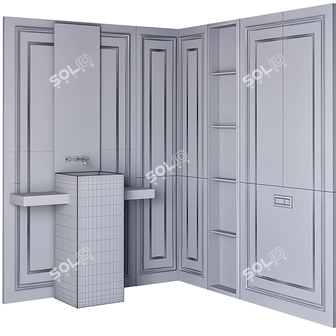 Sleek Modern Bathroom Furniture Set 3D model image 5