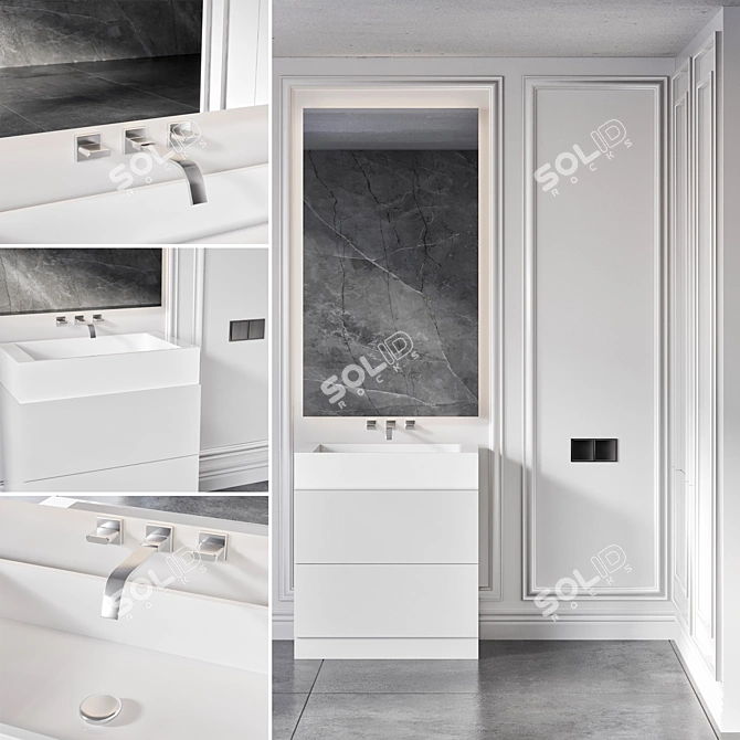  Modern Bathroom Furniture Set 3D model image 2