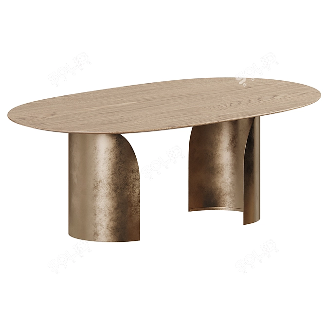 Modern Oval Dining Set 3D model image 4