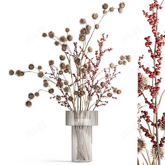 Thistle Elegance Vase Bundle 3D model image 1