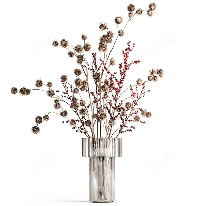 Thistle Elegance Vase Bundle 3D model image 5