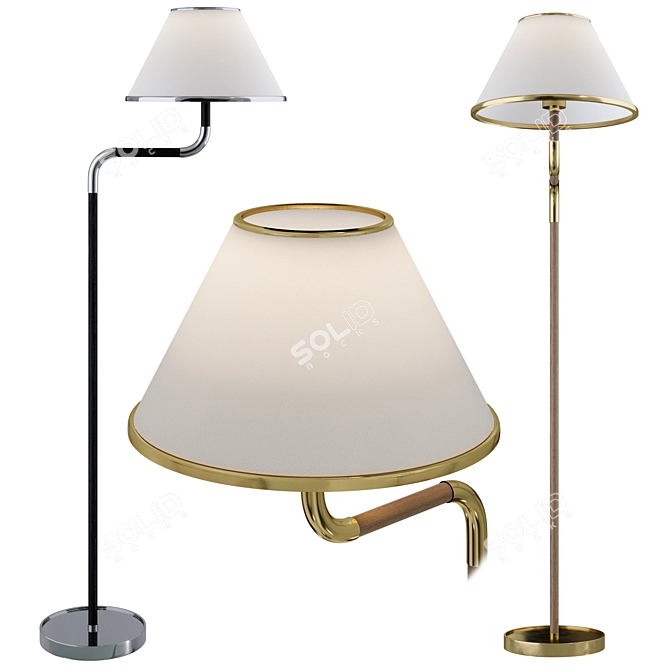 Rigby Medium Bridge Arm Floor Lamp 3D model image 1