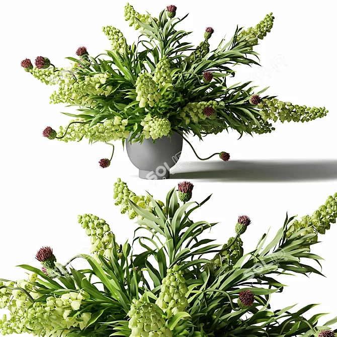 Title: Emerald Persica Bouquet Grey Vase 3D model image 3