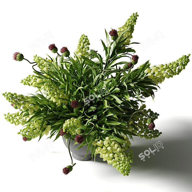 Title: Emerald Persica Bouquet Grey Vase 3D model image 4
