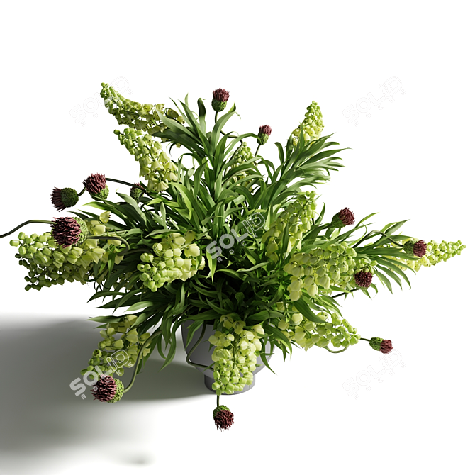 Title: Emerald Persica Bouquet Grey Vase 3D model image 5