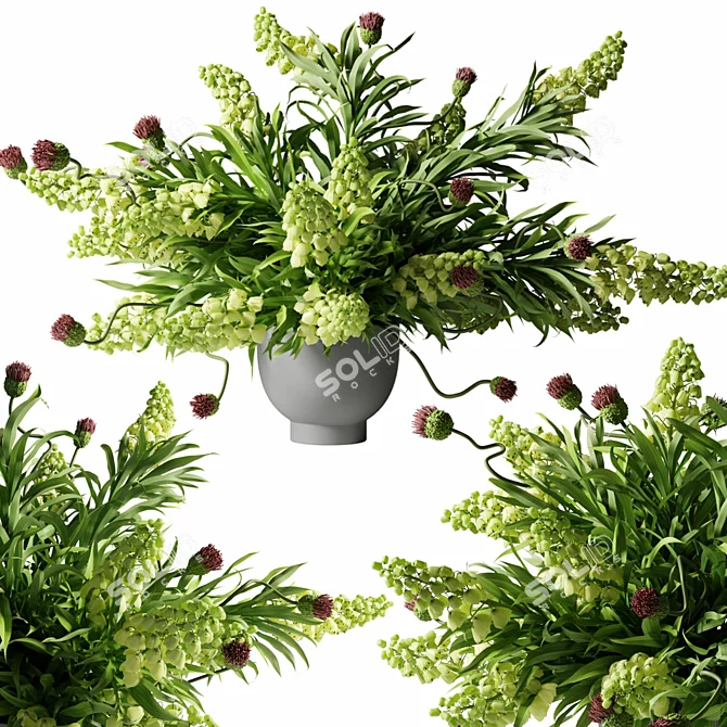 Title: Emerald Persica Bouquet Grey Vase 3D model image 7