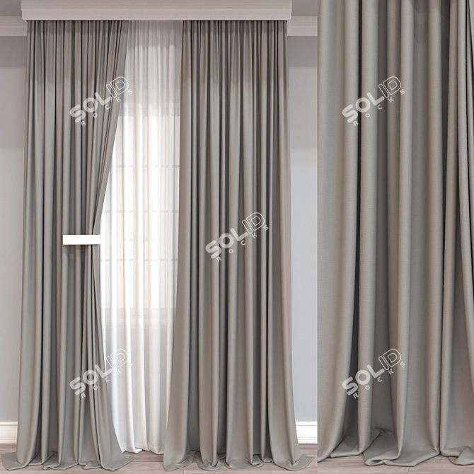 Versatile 3D Curtain Model 3D model image 1