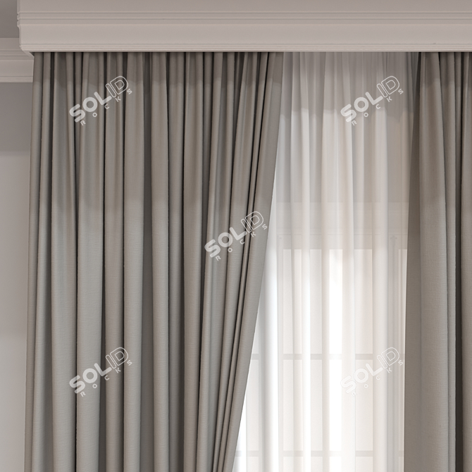 Versatile 3D Curtain Model 3D model image 2