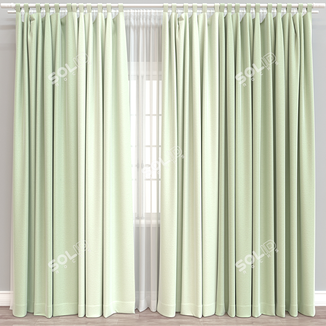 Multi-Format 3D Curtain Model 3D model image 1