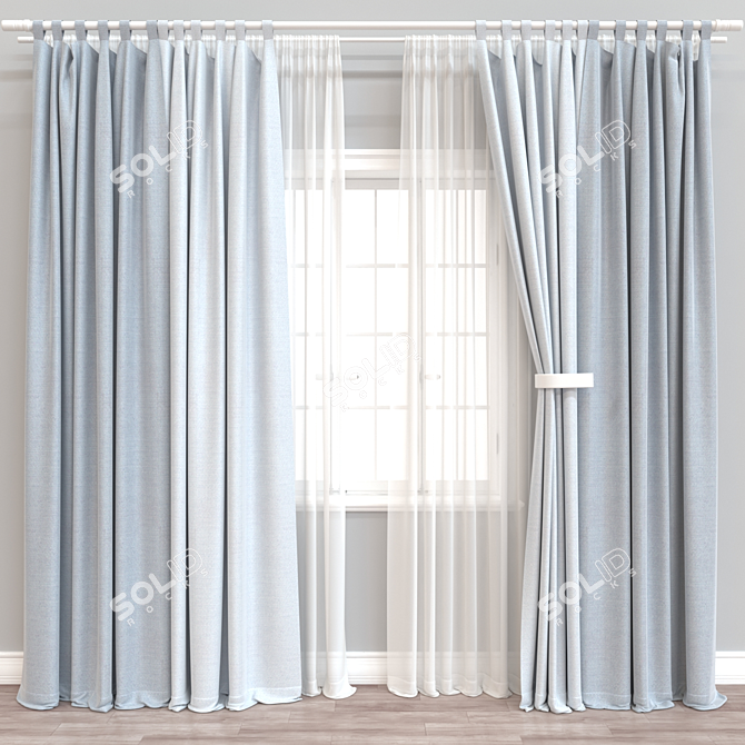 Modern Curtains 3D Model Set 3D model image 1