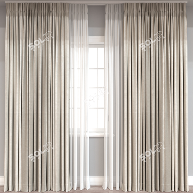 Dual-Format Curtain Model, High-Resolution 3D model image 1