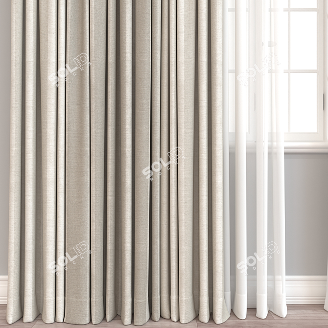 Dual-Format Curtain Model, High-Resolution 3D model image 2