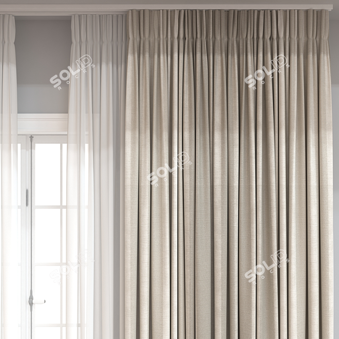 Dual-Format Curtain Model, High-Resolution 3D model image 3