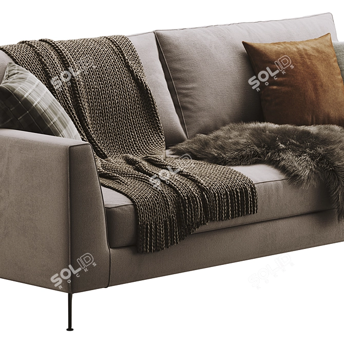 Modern Meridiani Louis Up Sofa 3D model image 2