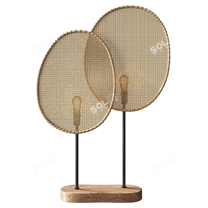 Japanese Rattan Wind Floor Lamp 3D model image 1