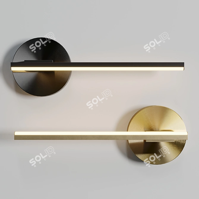 Sleek Monochrome LED Sconce-Light 3D model image 3