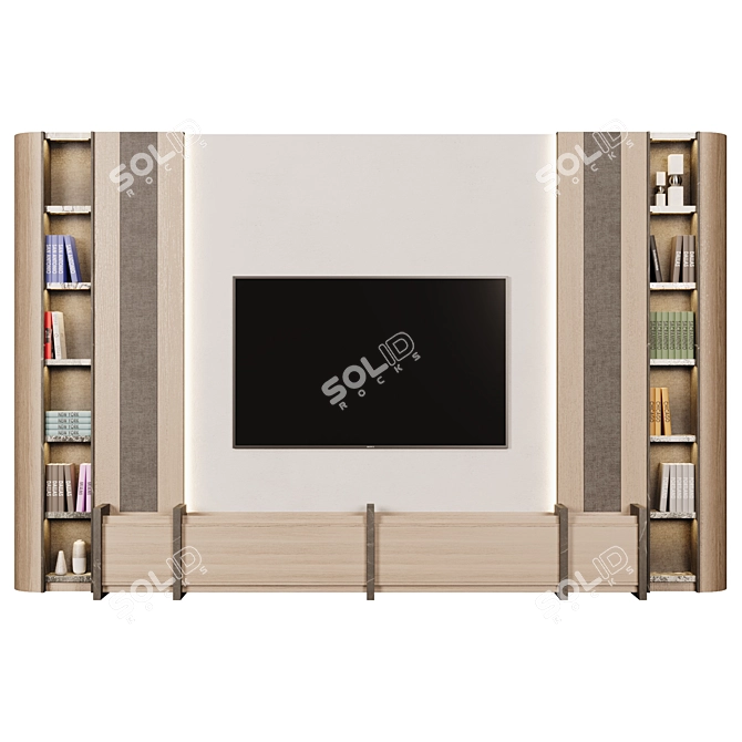 Colorful Stone TV Wall Set 3D model image 2