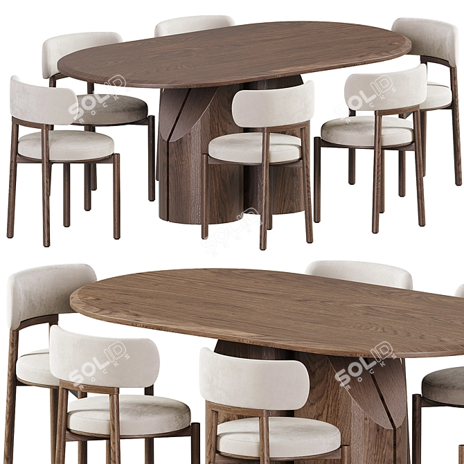 Elegant Dining Set with Chairs 3D model image 1