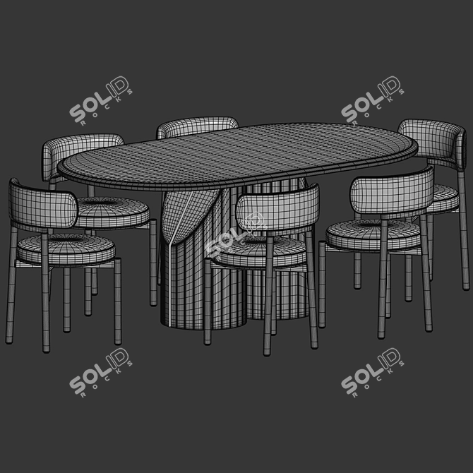 Elegant Dining Set with Chairs 3D model image 5