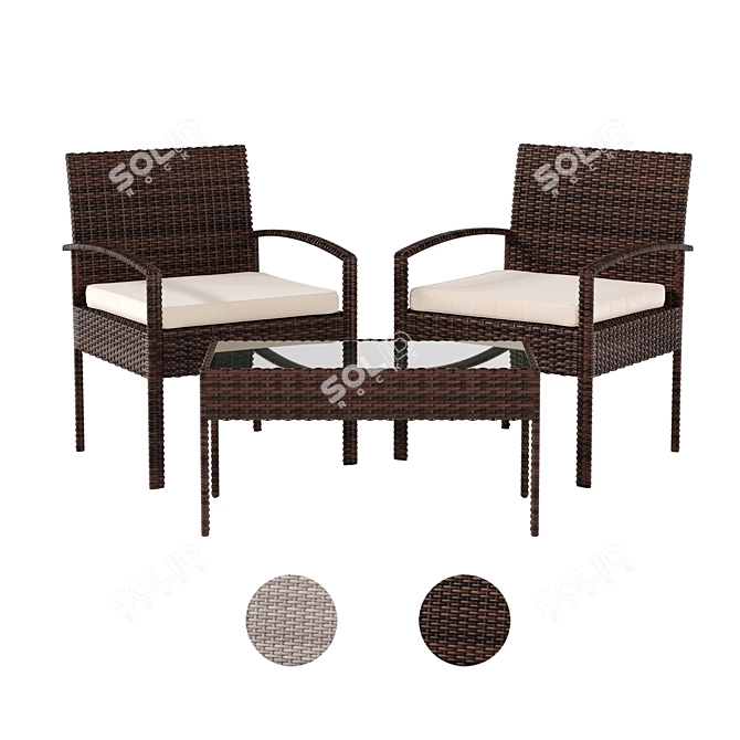 Rattan Style Patio Set 3D model image 1