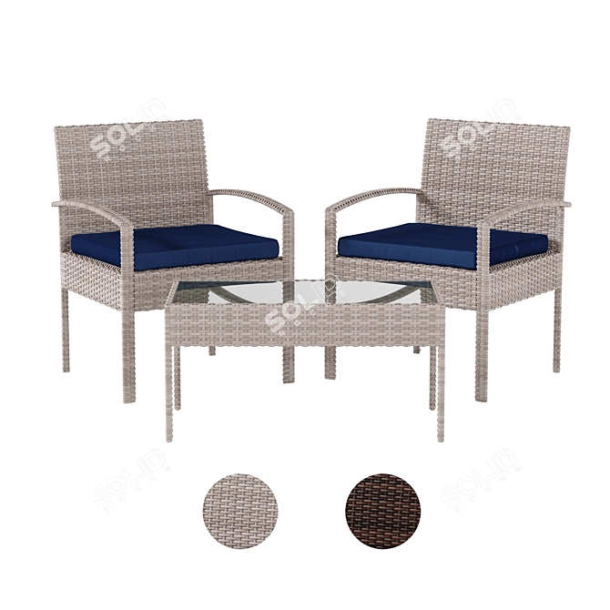 Rattan Style Patio Set 3D model image 2