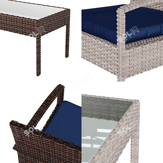 Rattan Style Patio Set 3D model image 5