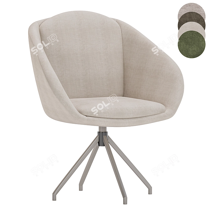 Elegant Textile Grey Dining Chair 3D model image 1