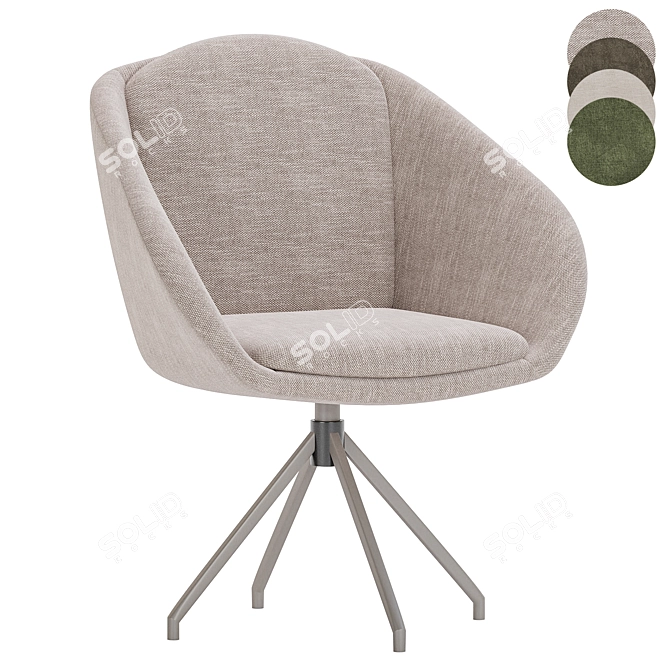 Elegant Textile Grey Dining Chair 3D model image 2